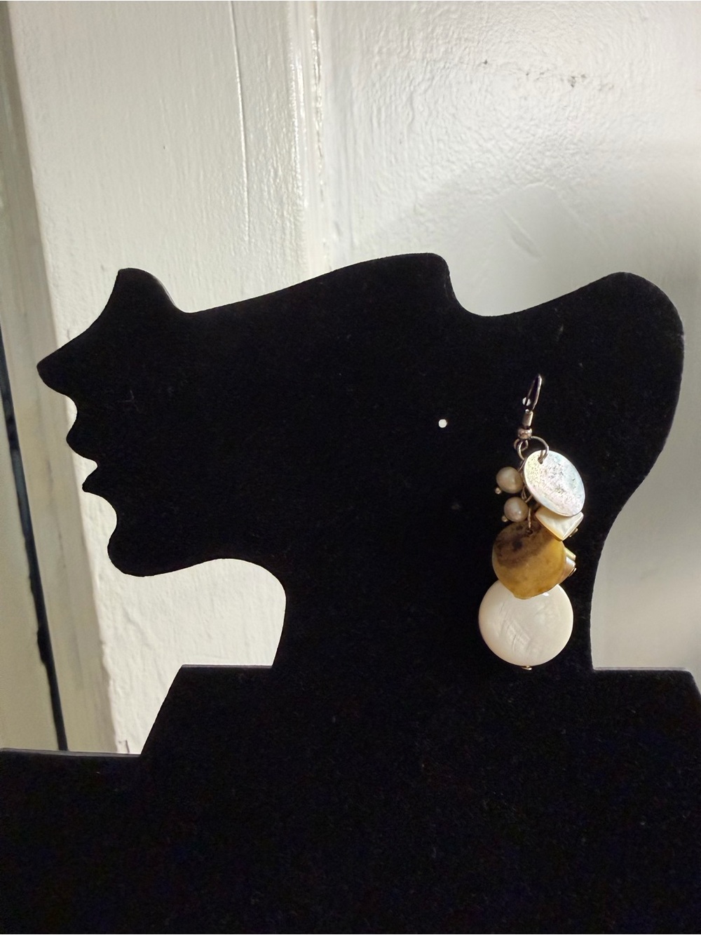 Artisan Mother of Pearl & Shell Dangle Earrings